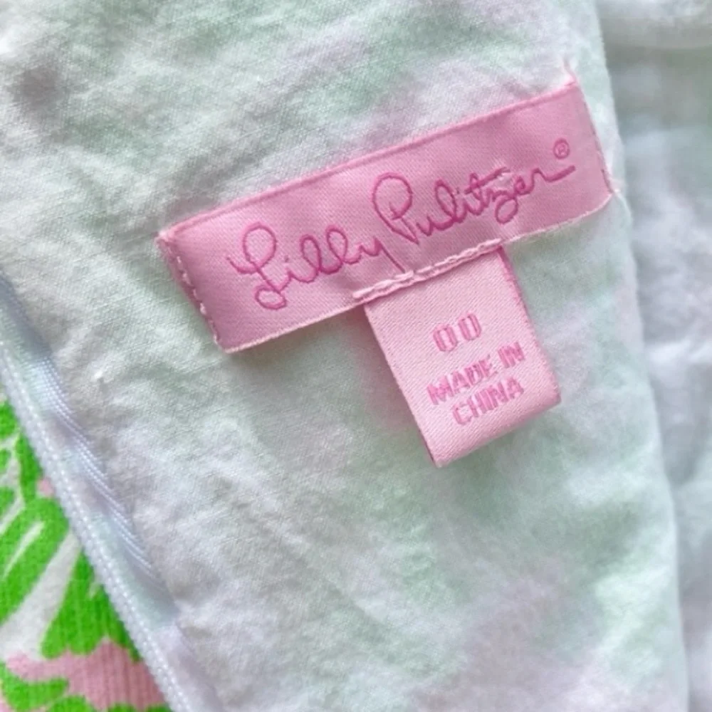 Lilly Pulitzer Liz Shift Dress Lion Print Green Pink Size 00 - Picture 4 of 8